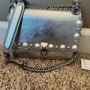 Fendi SilverTwo Way  Bag with Chain Strap includes COA